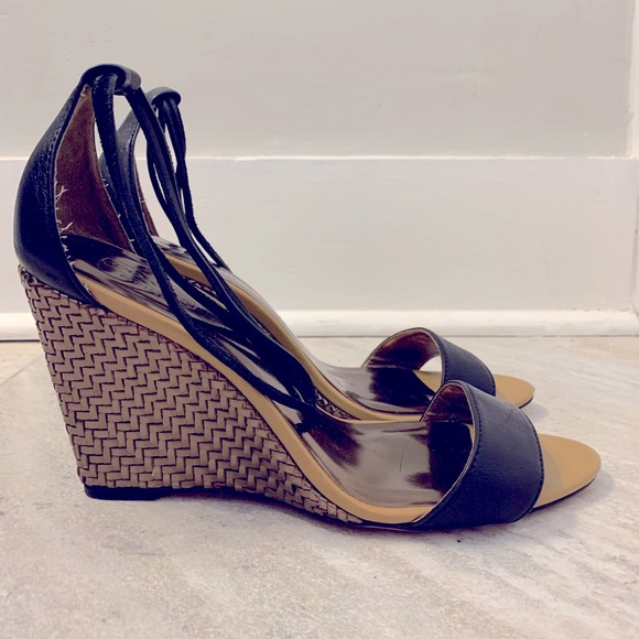 Coach Braided Copper Wedges with Black Ankle Ties - Picture 3 of 7